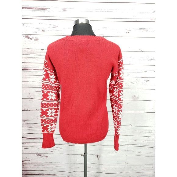 ND new directions Christmas Holiday Ugly Women's small‎ Sweater Reindeer Red - Picture 9 of 10